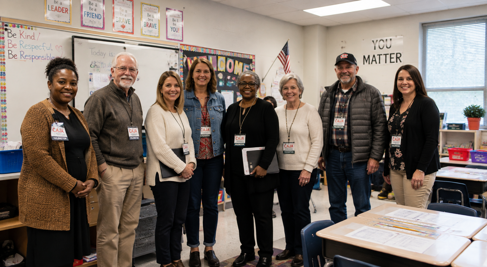 CAJA volunteers and staff at a school event