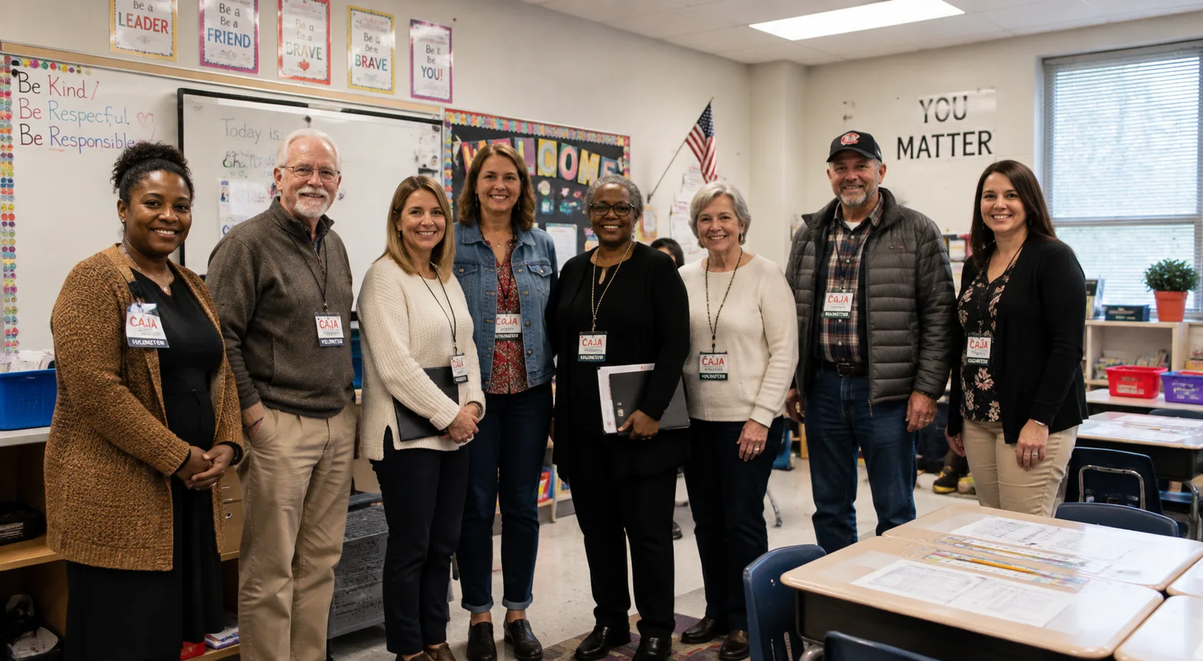 CAJA volunteers and staff at a school event