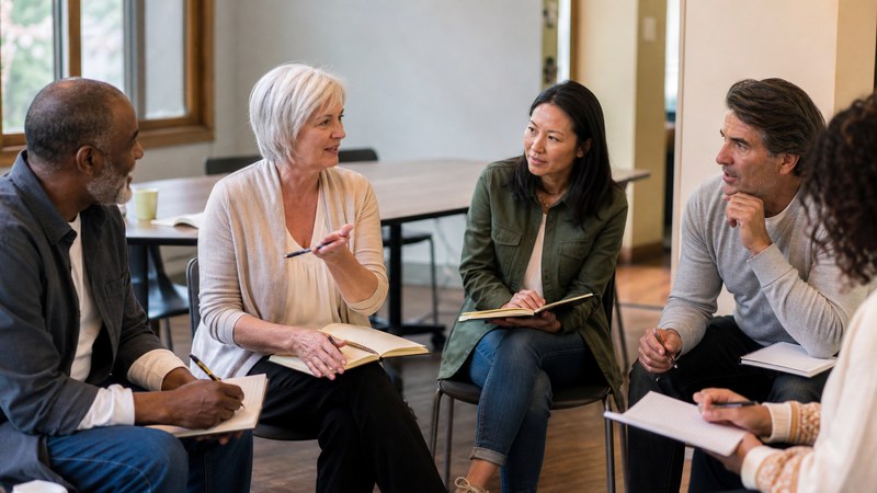 Fall volunteer service training in a group setting